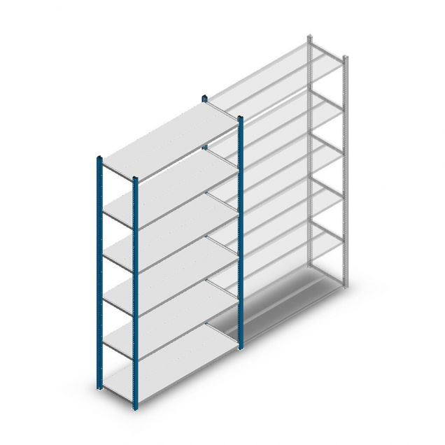 Medium Duty Fachbodenregal 2000x1150x400mm (hxbxt) 6 Ebenen blau Anfangsregal