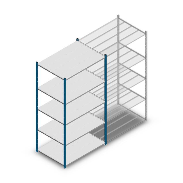 Fachbodenregal Medium Duty 2200x1150x800mm (hxbxt) 5 Ebenen blau Anfangsregal