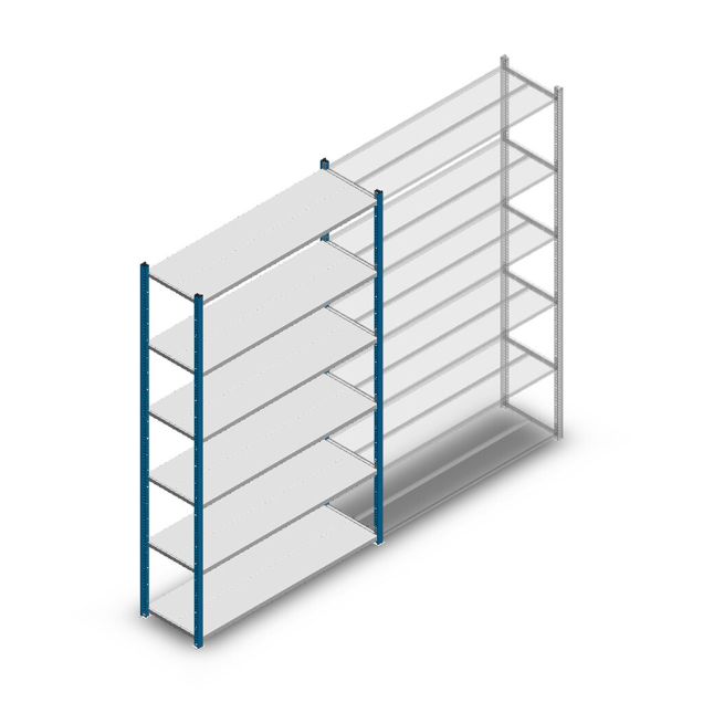 Fachbodenregal Medium Duty 2000x1300x400mm (hxbxt) 6 Ebenen blau Anfangsregal