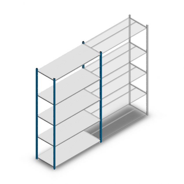 Fachbodenregal Medium Duty 2200x1300x500mm (hxbxt) 5 Ebenen blau Anfangsregal