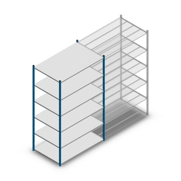 Fachbodenregal Medium Duty 2200x1300x800mm (hxbxt) 6 Ebenen blau Anfangsregal