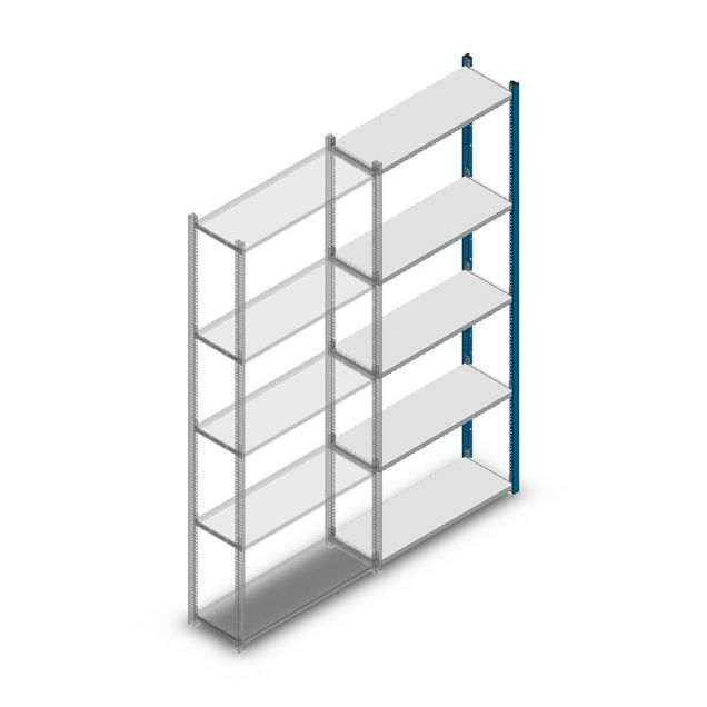 Fachbodenregal Medium Duty 2200x850x300mm (hxbxt) 5 Ebenen blau Anbauregal