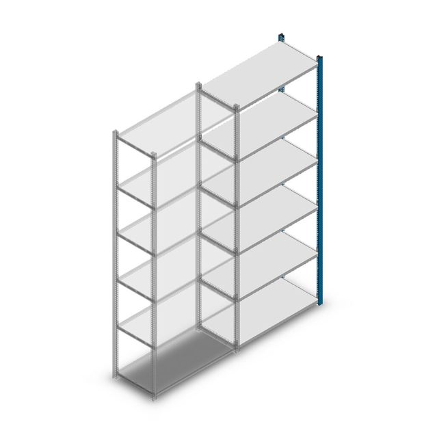 Fachbodenregal Medium Duty 2000x850x400mm (HxBxT) 6 Ebenen blau Anbauregal