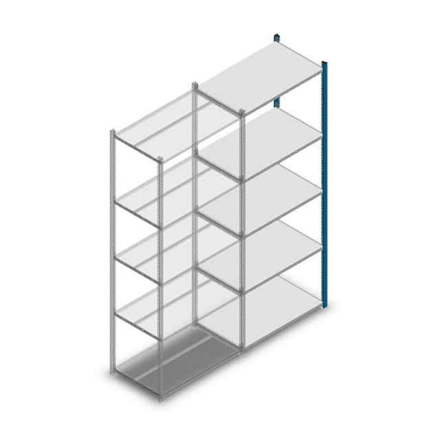 Fachbodenregal Medium Duty 2200x850x500 mm (HxBxT) 5 Ebenen blau Anbauregal