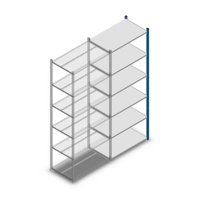 Medium Duty Fachbodenregal 2000x850x500mm (hxbxt) 6 Ebenen blau Anbauregal