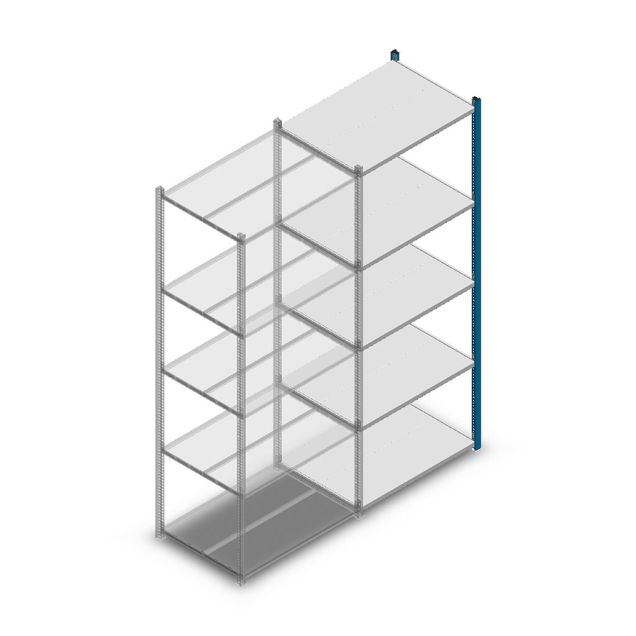 Fachbodenregal Medium Duty 2200x850x600 mm (HxBxT) 5 Ebenen blau Anbauregal