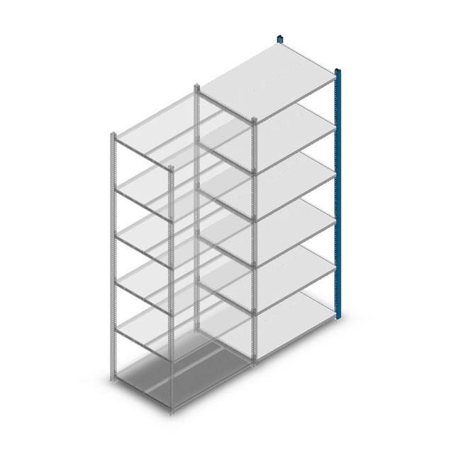 Fachbodenregal Medium Duty 2000x850x600 mm (HxBxT) 6 Ebenen blau Anbauregal