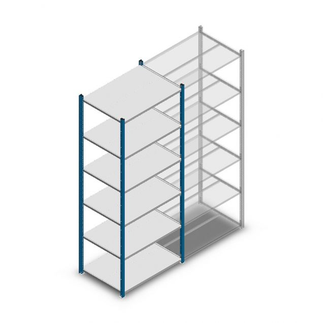 Medium Duty Fachbodenregal 2200x850x600mm (hxbxt) 6 Ebenen blau Anfangsregal