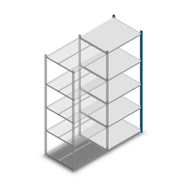 Fachbodenregal Medium Duty 2200x850x700 mm (HxBxT) 5 Ebenen blau Anbauregal