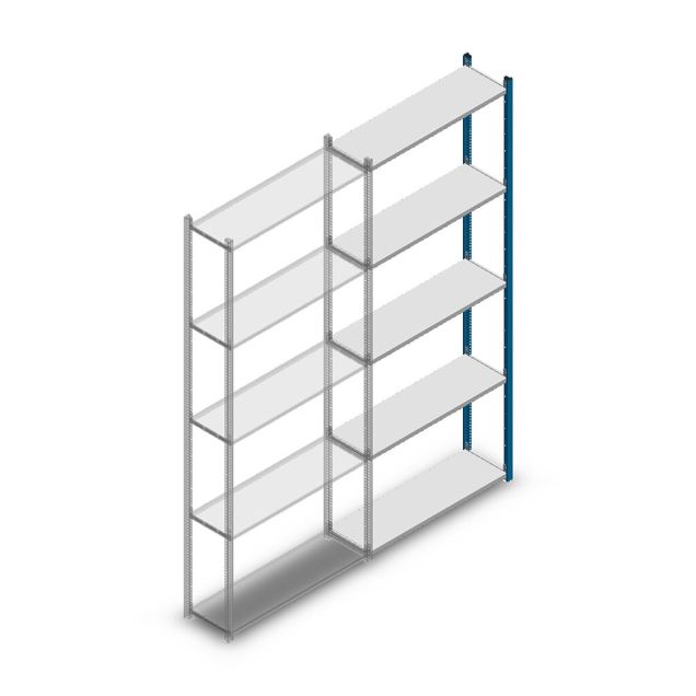 Fachbodenregal Medium Duty 2500x1000x300mm (HxBxT) 5 Ebenen blau Anbauregal