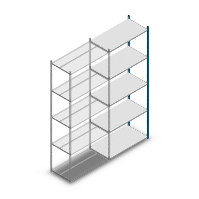 Fachbodenregal Medium Duty 2500x1000x500mm (hxbxt) 5 Ebenen blau Anbauregal