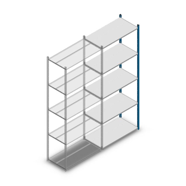 Fachbodenregal Medium Duty 2500x1000x500 mm (HxBxT) 5 Ebenen blau Anbauregal