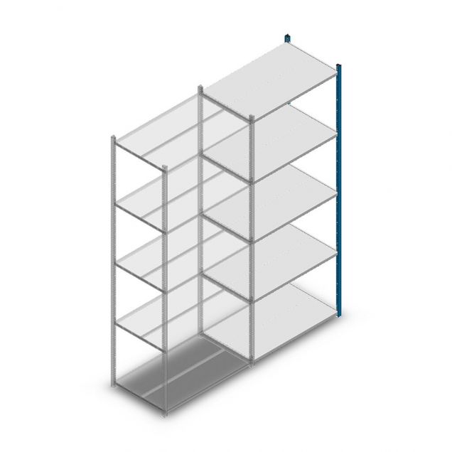 Fachbodenregal Medium Duty 2500x1000x600mm (hxbxt) 5 Ebenen blau Anbauregal