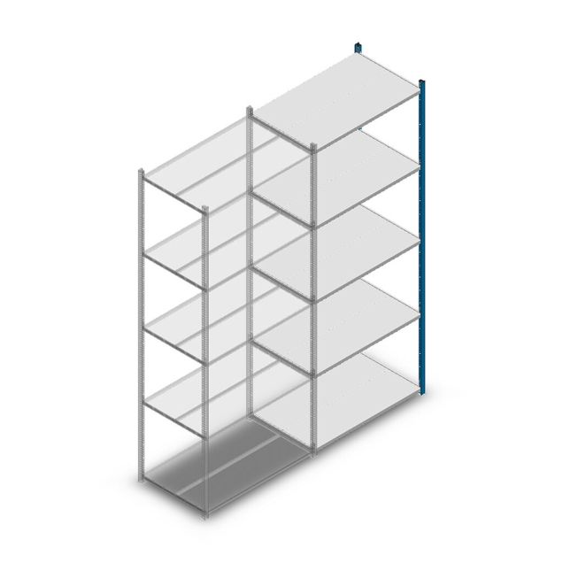Fachbodenregal Medium Duty 2500x1000x600 mm (HxBxT) 5 Ebenen blau Anbauregal