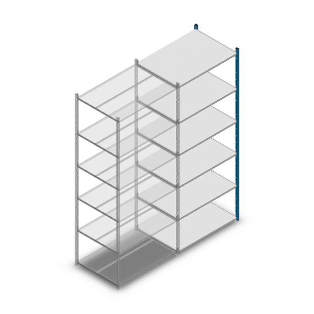 Fachbodenregal Medium Duty 2500x1000x700 mm (HxBxT) 6 Ebenen blau Anbauregal