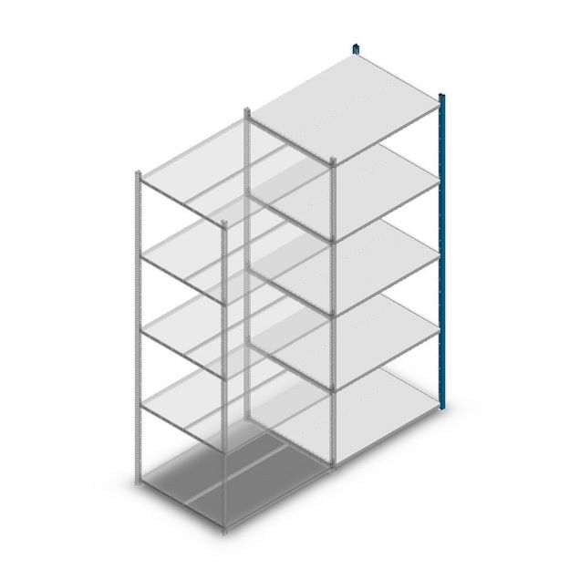 Fachbodenregal Medium Duty 2500x1000x800mm (hxbxt) 5 Ebenen blau Anbauregal