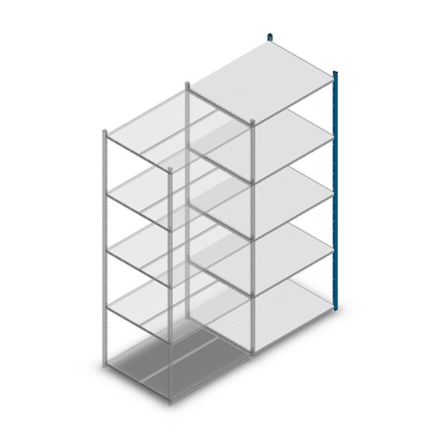 Fachbodenregal Medium Duty 2500x1000x800mm (HxBxT) 5 Ebenen blau Anbauregal