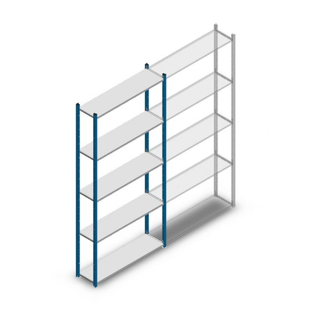 Fachbodenregal Medium Duty 2500x1150x300mm (hxbxt) 5 Ebenen blau Anfangsregal