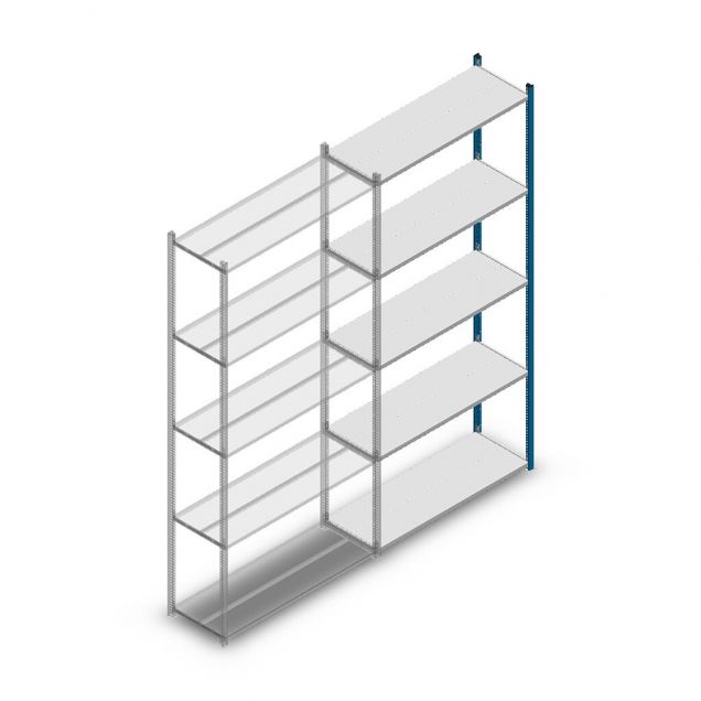 Fachbodenregal Medium Duty 2500x1150x400mm (hxbxt) 5 Ebenen blau Anbauregal