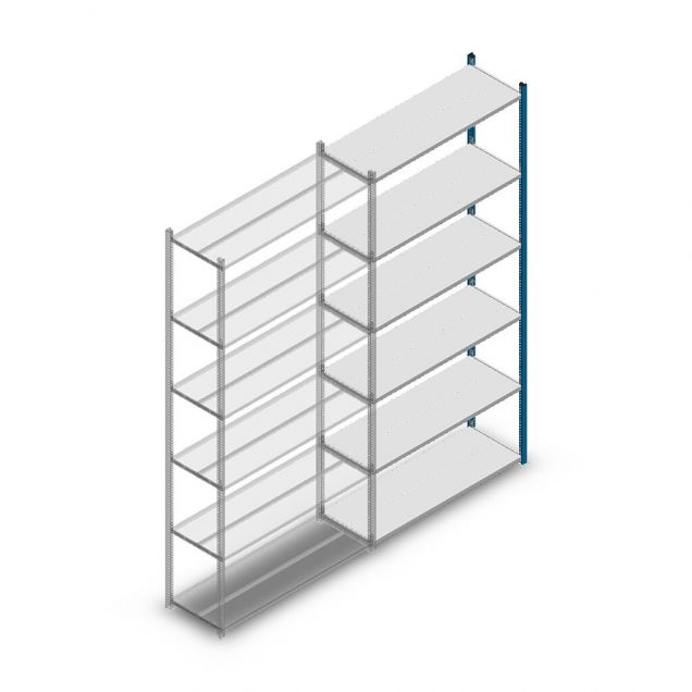 Fachbodenregal Medium Duty 2500x1150x400mm (hxbxt) 6 Ebenen blau Anbauregal