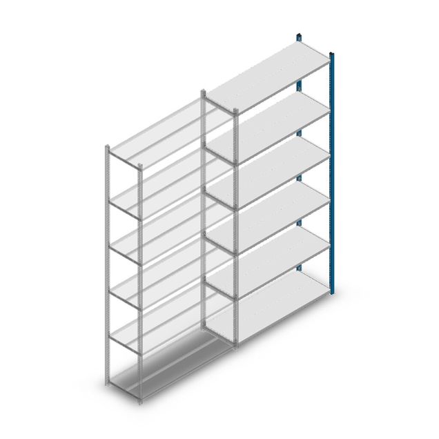 Fachbodenregal Medium Duty 2500x1150x400 mm (HxBxT) 6 Ebenen blau Anbauregal