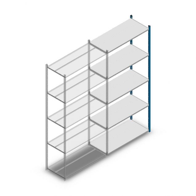Fachbodenregal Medium Duty 2500x1150x500mm (hxbxt) 5 Ebenen blau Anbauregal