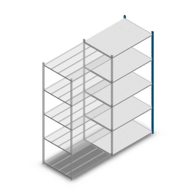 Fachbodenregal Medium Duty 2500x1150x800mm (HxBxT) 5 Ebenen blau Anbauregal