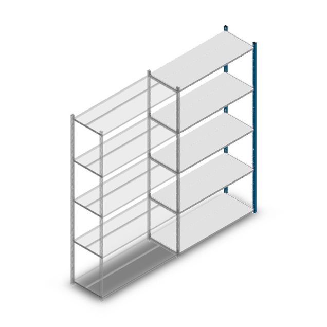 Fachbodenregal Medium Duty 2500x1300x500 mm (HxBxT) 5 Ebenen blau Anbauregal