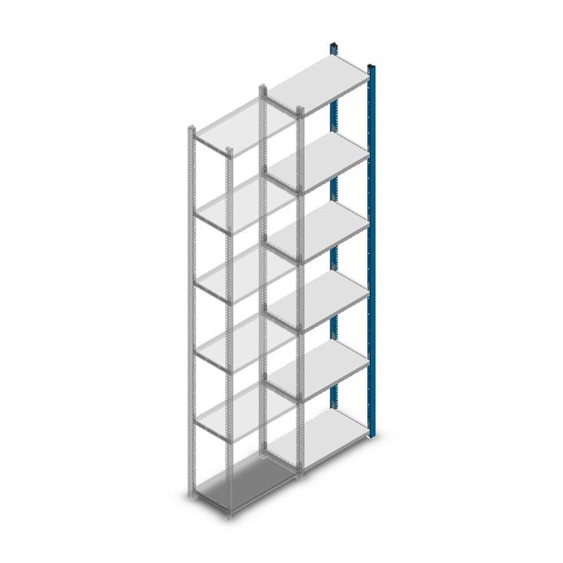 Fachbodenregal Medium Duty 2500x550x300mm (HxBxT) 6 Ebenen blau Anbauregal