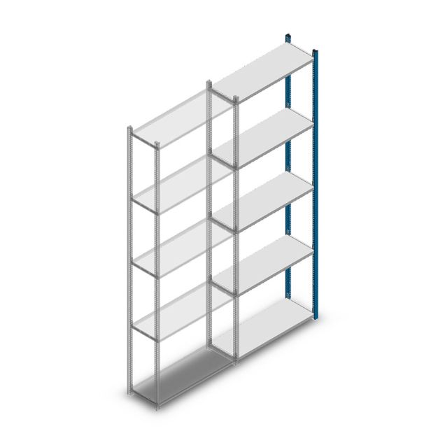 Fachbodenregal Medium Duty 2500x850x300 mm (HxBxT) 5 Ebenen blau Anbauregal