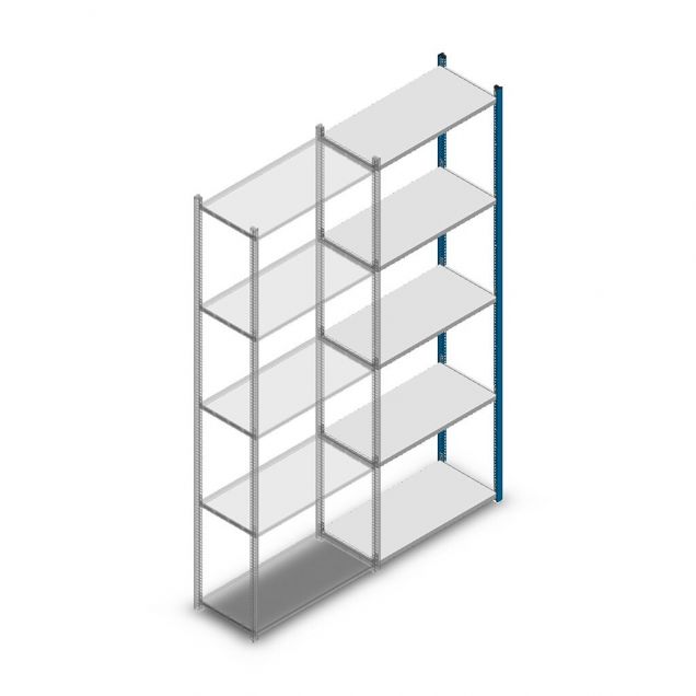 Fachbodenregal Medium Duty 2500x850x400mm (hxbxt) 5 Ebenen blau Anbauregal