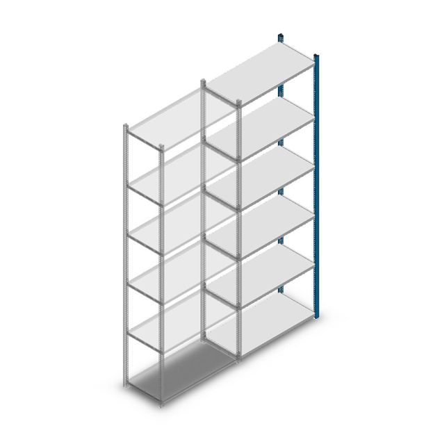 Fachbodenregal Medium Duty 2500x850x400 mm (HxBxT) 6 Ebenen blau Anbauregal