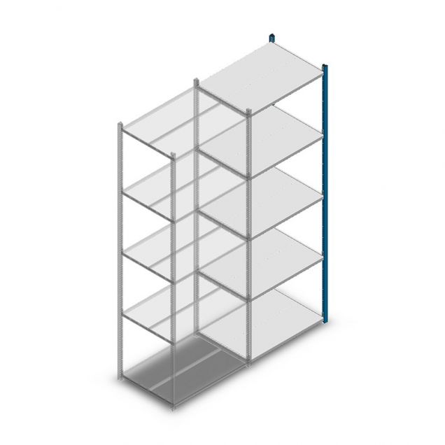 Fachbodenregal Medium Duty 2500x850x600mm (hxbxt) 5 Ebenen blau Anbauregal