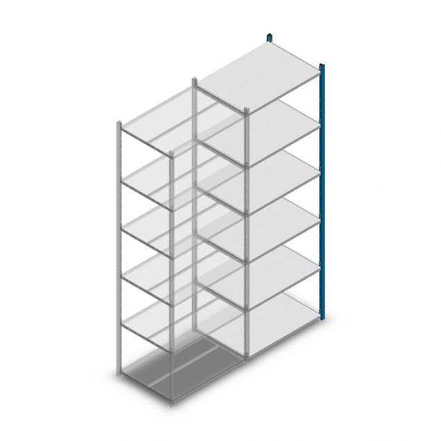 Fachbodenregal Medium Duty 2500x850x600mm (hxbxt) 6 Ebenen blau Anbauregal