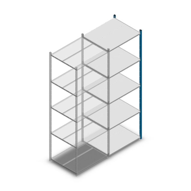 Fachbodenregal Medium Duty 2500x850x700mm (HxBxT) 5 Ebenen blau Anbauregal