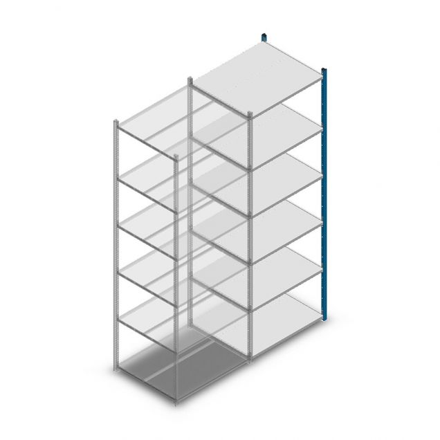 Fachbodenregal Medium Duty 2500x850x700mm (hxbxt) 6 Ebenen blau Anbauregal