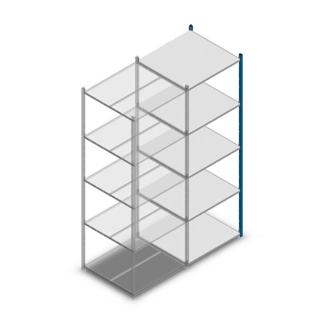 Fachbodenregal Medium Duty 2500x850x800mm (HxBxT) 5 Ebenen blau Anbauregal