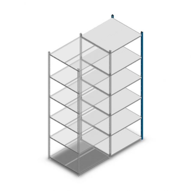 Fachbodenregal Medium Duty 2500x850x800mm (hxbxt) 6 Ebenen blau Anbauregal