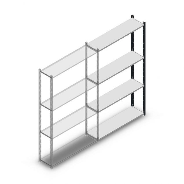 Medium Duty Fachbodenregal 2000x1150x300mm (hxbxt) 4 Ebenen anthrazit Anbauregal