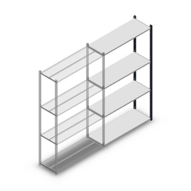 Fachbodenregal Medium Duty 2000x1150x400mm (hxbxt) 4 Ebenen anthrazit Anbauregal