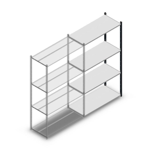 Fachbodenregal Medium Duty 2000x1150x500 mm (HxBxT) 4 Ebenen anthrazit Anbauregal