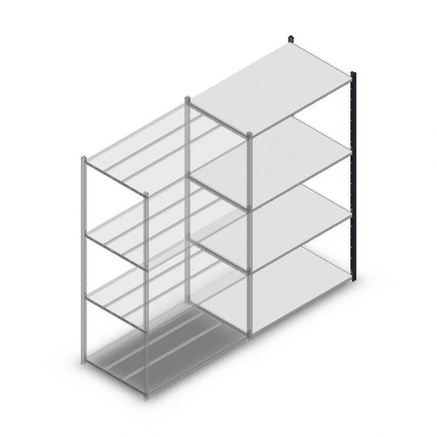 Fachbodenregal Medium Duty 2000x1150x700mm (hxbxt) 4 Ebenen anthrazit Anbauregal