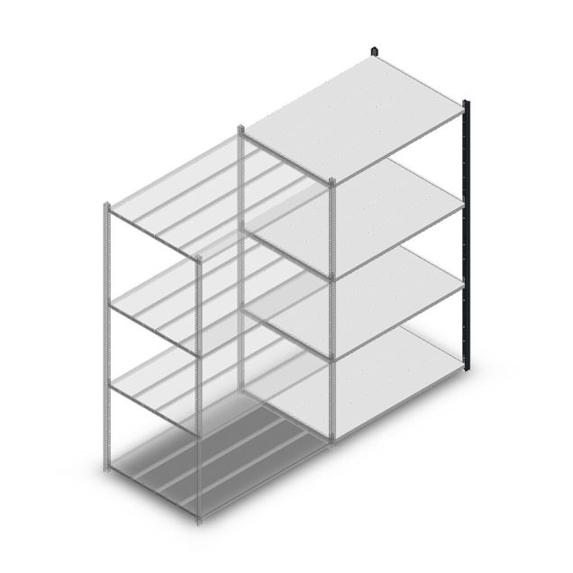 Fachbodenregal Medium Duty 2000x1150x800 mm (HxBxT) 4 Ebenen anthrazit Anbauregal