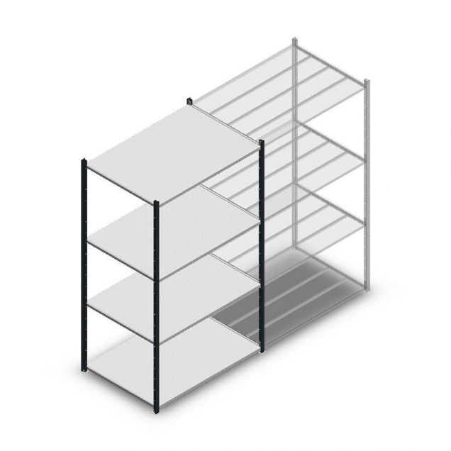 Fachbodenregal Medium Duty 2000x1150x800mm (hxbxt) 4 Ebenen anthrazit Anfangsregal