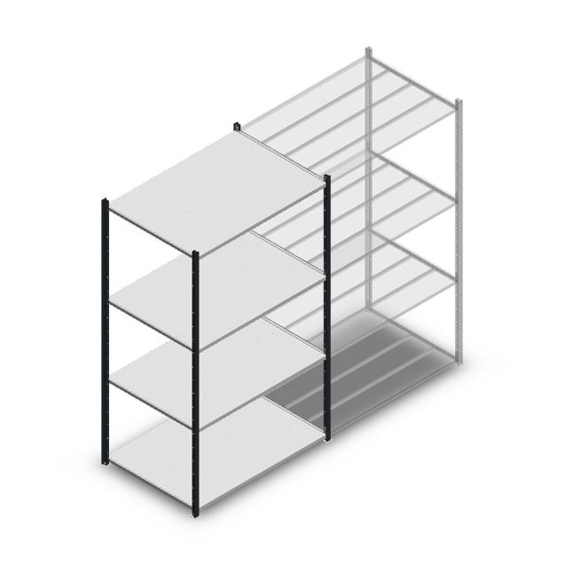 Fachbodenregal Medium Duty 2000x1150x800mm (hxbxt) 4 Ebenen anthrazit Anfangsregal