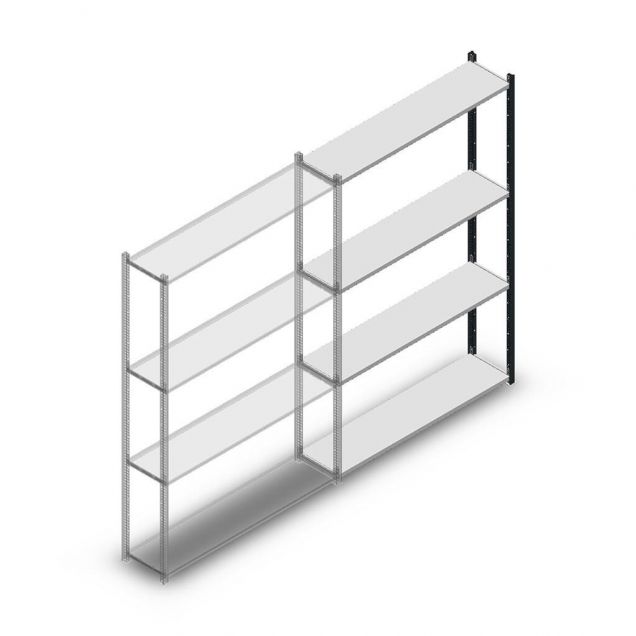 Fachbodenregal Medium Duty 2000x1300x300mm (hxbxt) 4 Ebenen anthrazit Anbauregal