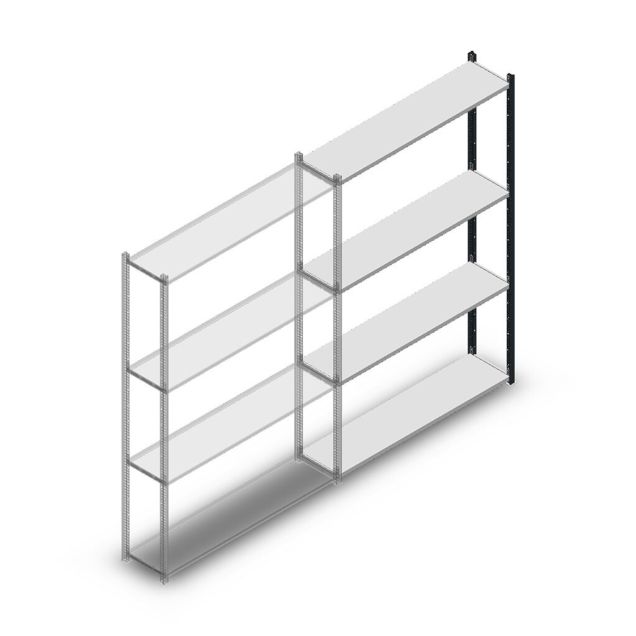 Fachbodenregal Medium Duty 2000x1300x300 mm (HxBxT) 4 Ebenen anthrazit Anbauregal