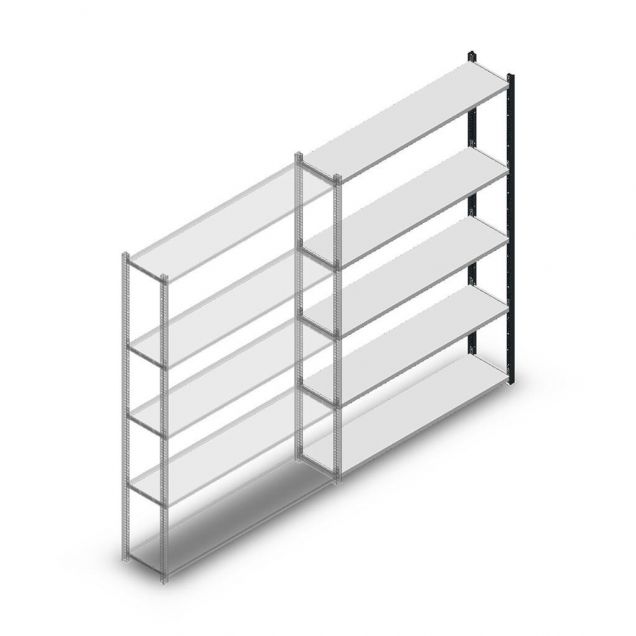 Fachbodenregal Medium Duty 2000x1300x300mm (hxbxt) 5 Ebenen anthrazit Anbauregal