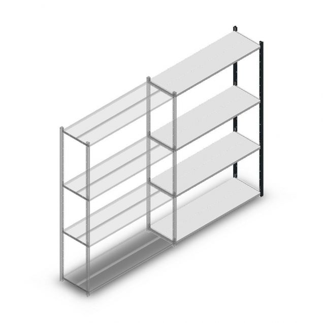 Fachbodenregal Medium Duty 2000x1300x400mm (hxbxt) 4 Ebenen anthrazit Anbauregal