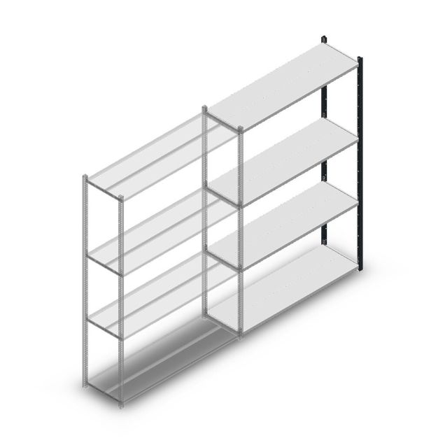 Fachbodenregal Medium Duty 2000x1300x400 mm (HxBxT) 4 Ebenen anthrazit Anbauregal
